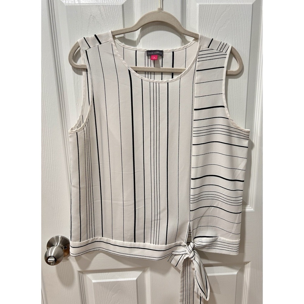 Vince Camuto Women Ivory Sleeveless Blouse M